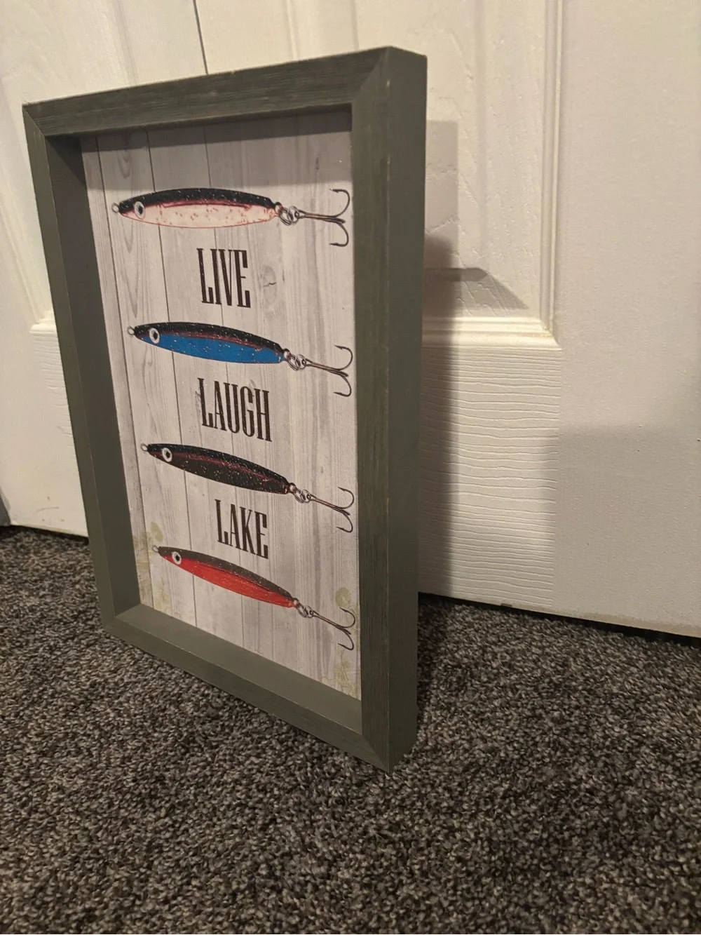 Hobby Lobby Live Laugh Lake Fishing Lures Wall Art - Red, Blue, Black